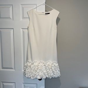 Donna Rocco White Ruffle Hem Sheath Dress